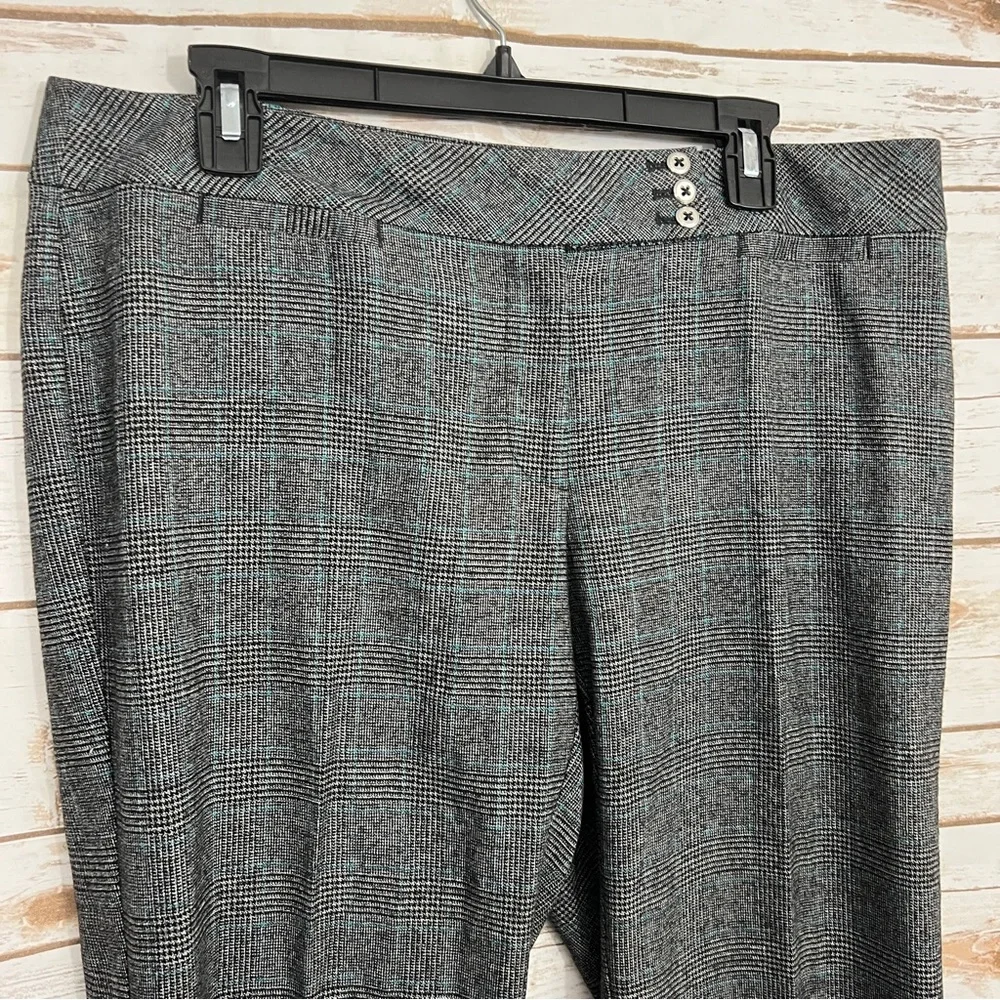 White House Black Market Gray Black Blue Plaid Bootcut Career Pants